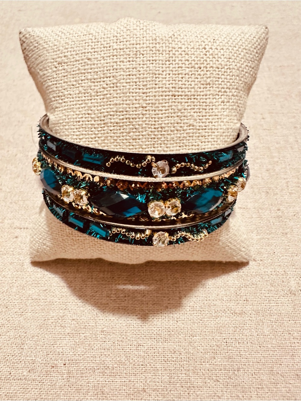 Vintage | Bracelet | Vintage Teal Crystal Multi-Layer Bangle Bracelet